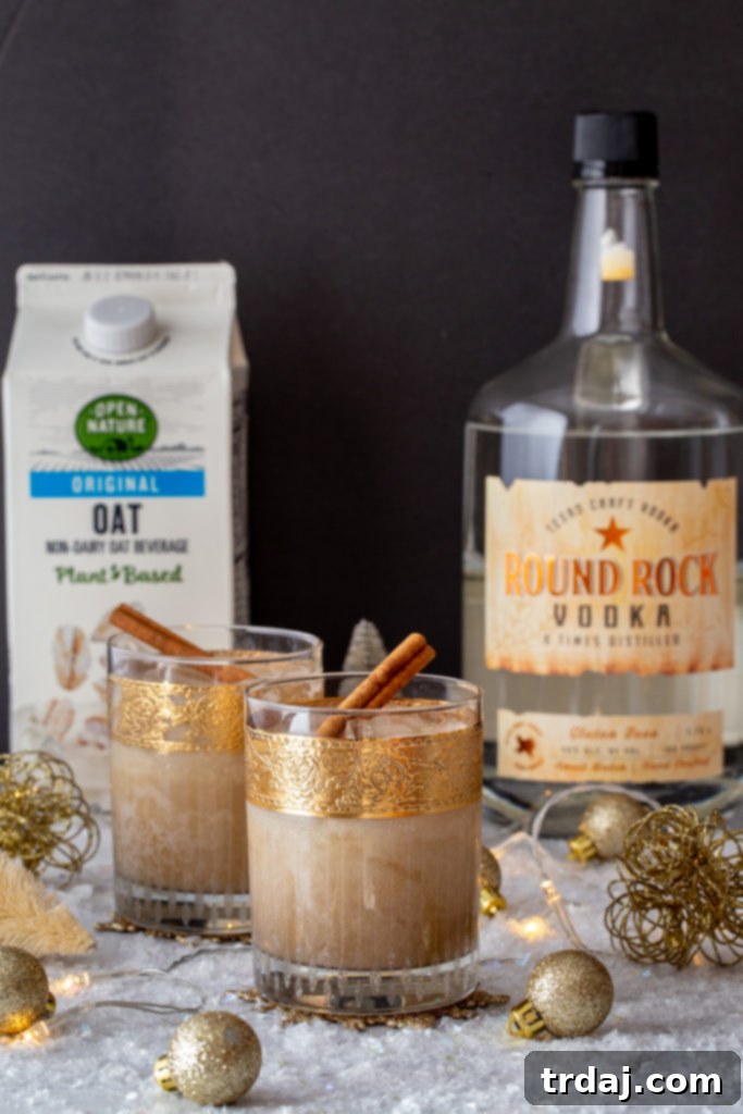 Oatmeal Cookie White Russian made with Open Nature Oat Milk and Round Rock vodka available at Jewel Osco