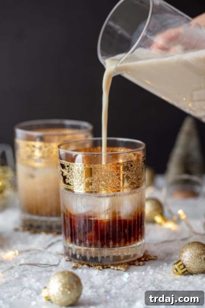 Pour shot of oat milk into Oatmeal Cookie White Russin