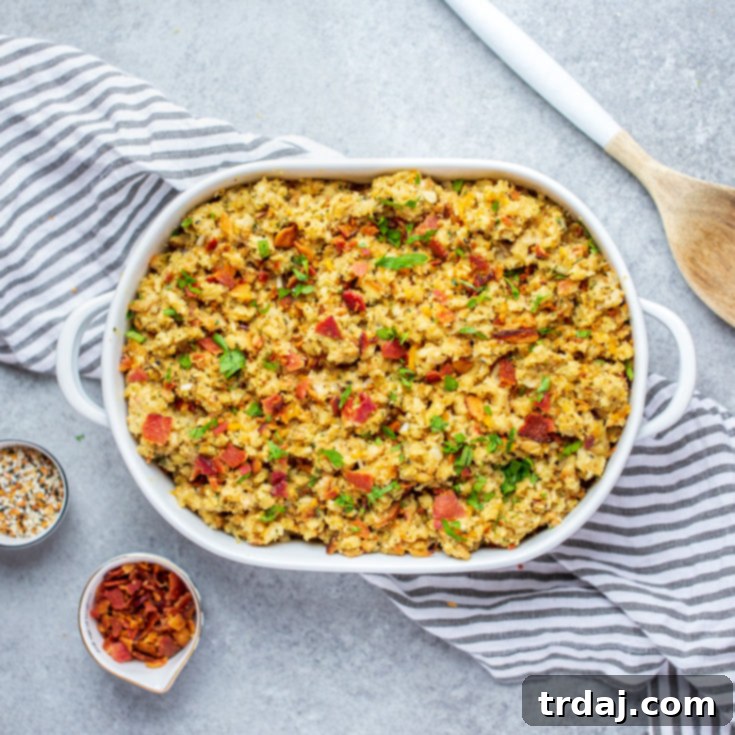 Cheesy Bacon and Everything Stuffing, perfect for holidays