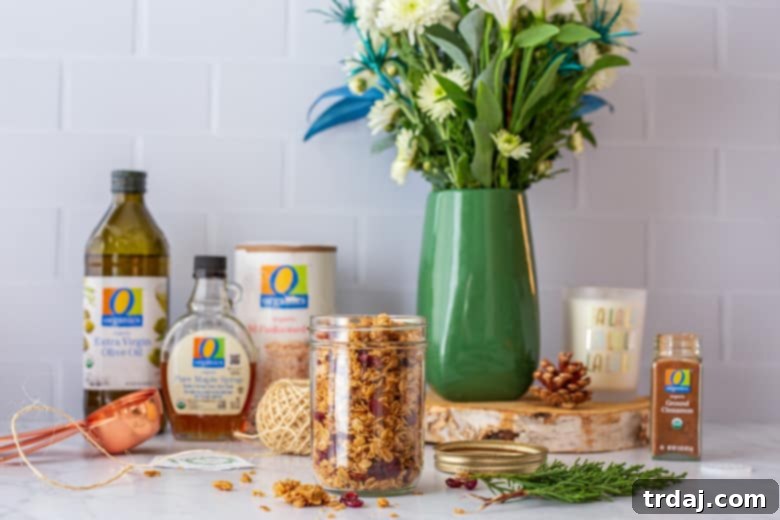 O Organics and Open Nature products used in making homemade granola in a jar, available at Jewel-Osco and Albertsons banner stores