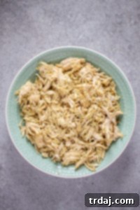 Shredded salsa verde chicken.