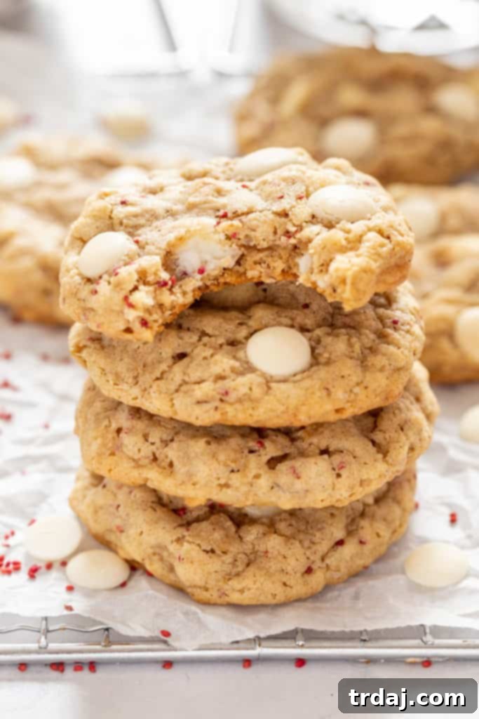These White Chocolate Cranberry Oatmeal Cookies are soft, chewy and with added health benefits of cranberry seeds making them the BEST recipe! Stack of White Chocolate Cranberry Oatmeal Cookies