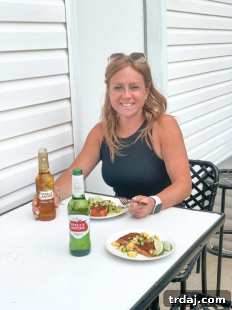 Beer glasses and salmon