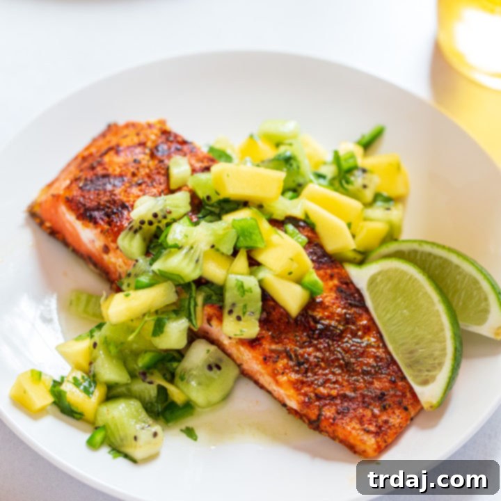 Jerk Salmon with Kiwi Mango Salsa