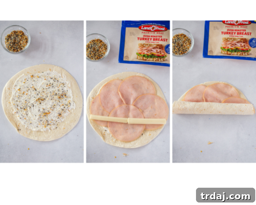 Delicious turkey and everything but the bagel seasoning roll-ups, sliced into pinwheels and packed in a lunchbox.