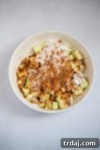 Chopped apples tossed with brown sugar, cinnamon, and a touch of flour