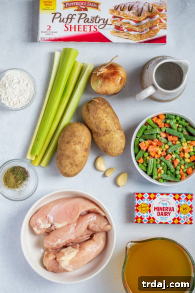 Ingredients needed for Chicken Pot Pie Soup