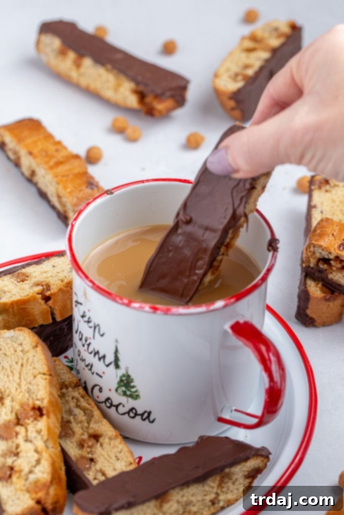 Finished plate of Turtle Biscotti, elegantly presented.