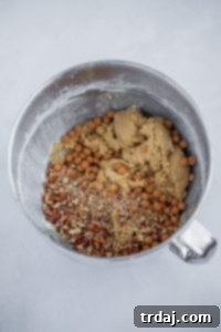 Biscotti dough with caramel bits and pecans.