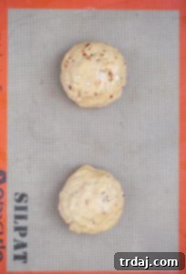 Biscotti dough shaped into a ball.