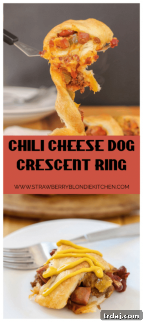 Chili Cheese Dog Crescent Ring in a final, appetizing presentation, ready to impress.