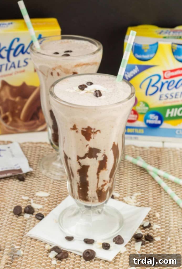 Delicious Mocha Coconut Java Carnation Breakfast Shake, a perfect blend for a healthy morning.