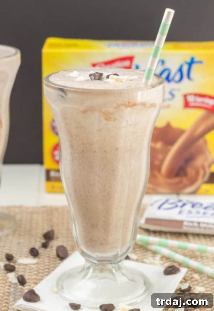 Mocha Coconut Java Carnation Breakfast Shake provides essential nutrients and energy for a busy day.