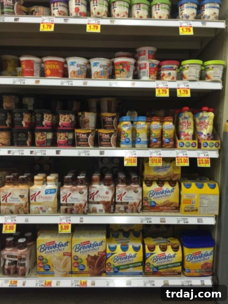 Shopping for Carnation Breakfast Essentials at Kroger, featuring the Rich Milk Chocolate variety.