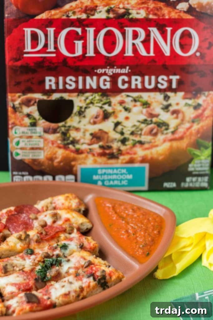 Elevate your game day with a stress-free home tailgate. Serve DIGIORNO® pizza cut into dippable strips with homemade dipping sauces. The perfect crowd-pleaser for any football fan. | Strawberry Blondie Kitchen