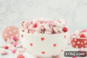 Visual representation of Strawberry Puppy Chow ingredients and final product