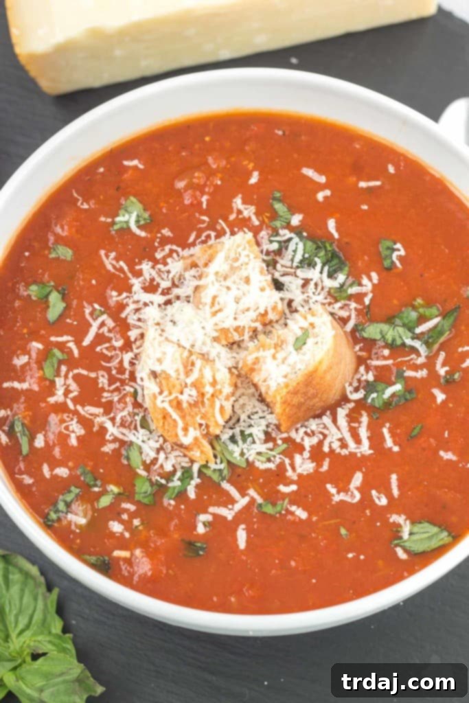 Prepare a wholesome Slow Cooker Roasted Red Pepper and Tomato Soup for a comforting and nutritious meal at home. Hearty Slow Cooker Roasted Red Pepper and Tomato Soup with toppings