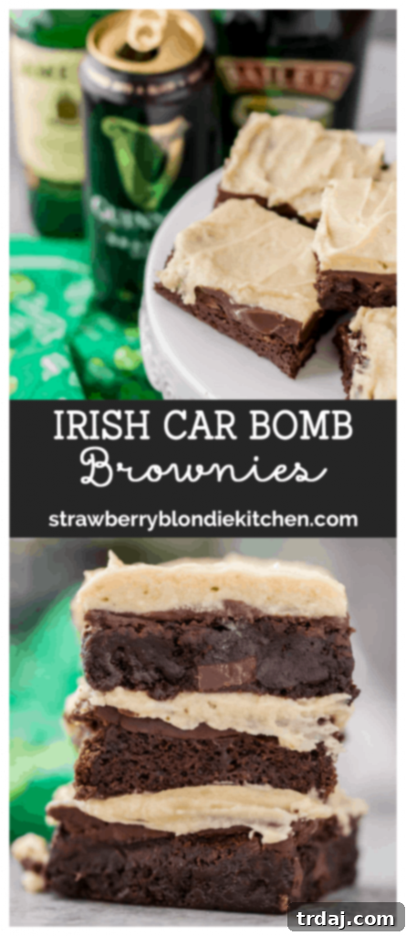 Irish Car Bombs Brownies - a delicious layered dessert for St. Patrick's Day