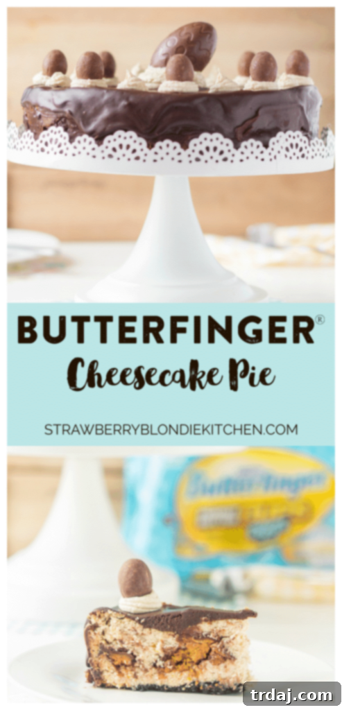 Butterfinger Crunch Cheesecake Pie 10 Full BUTTERFINGER® Cheesecake Pie, a perfect dessert for any occasion, especially Easter.