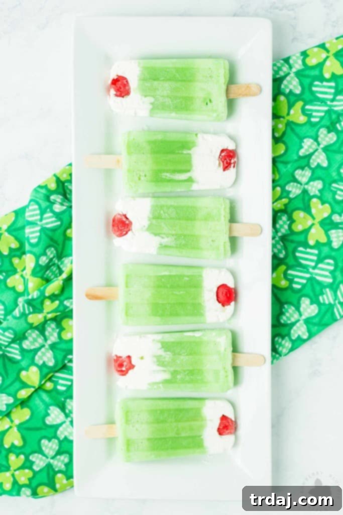 Homemade mint dessert: Shamrock Shake popsicles
