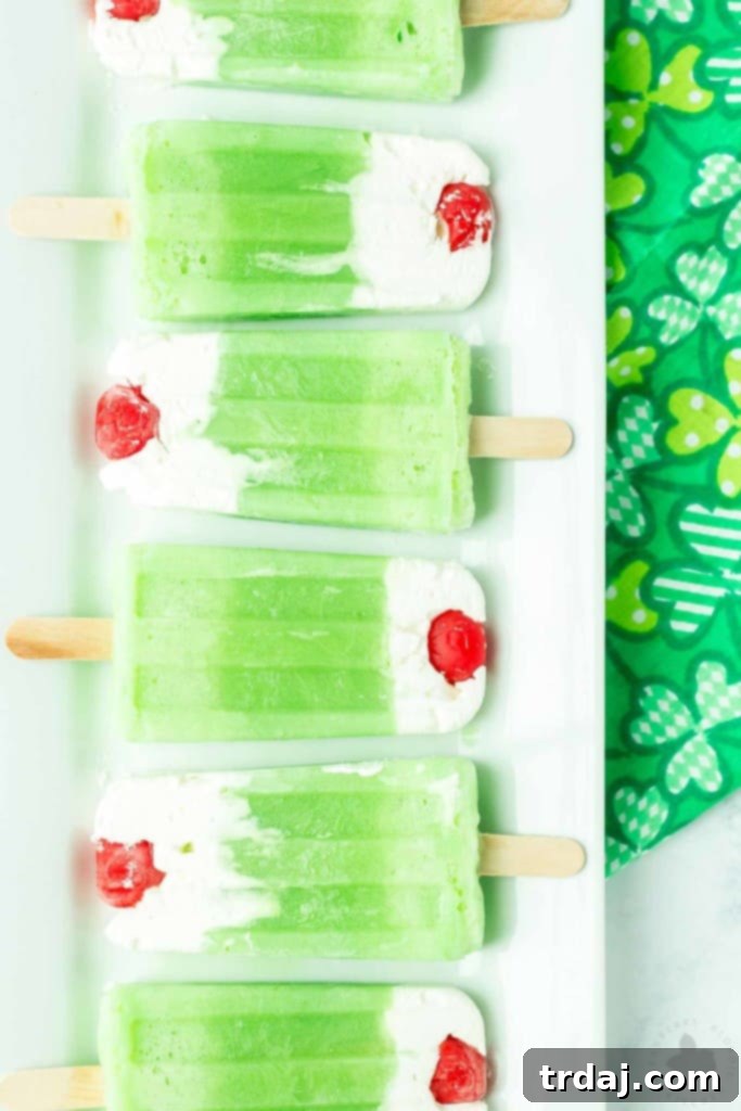 Customizable healthy Shamrock Shake popsicles
