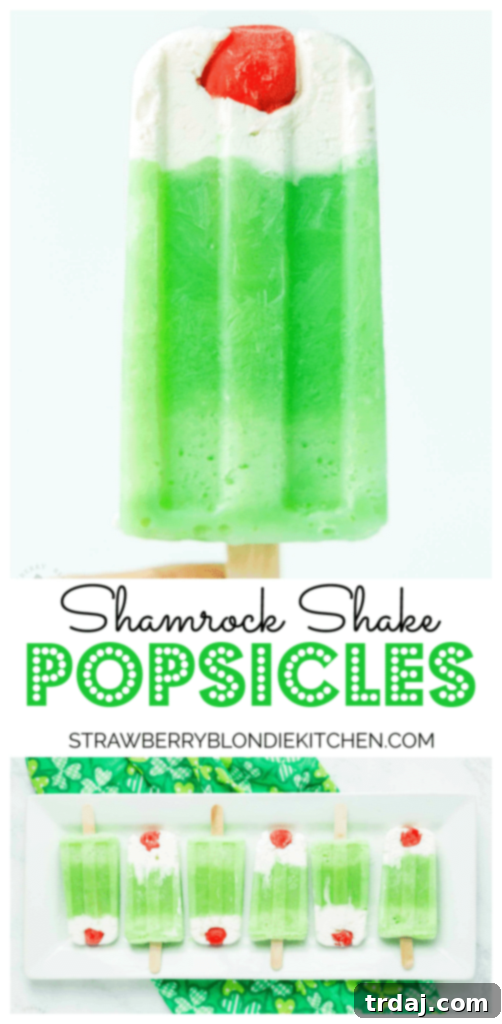 Shamrock Shake popsicles, mint dessert idea