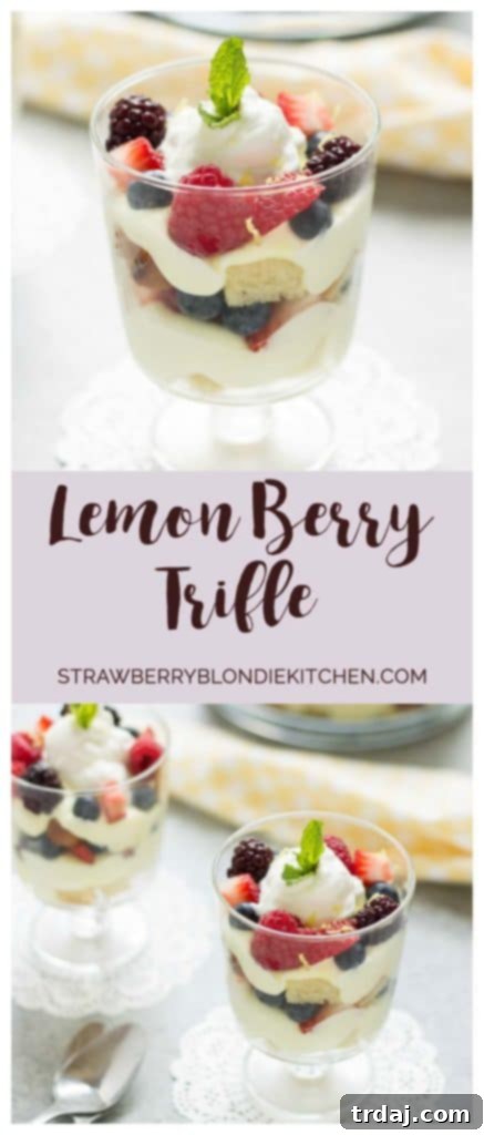 Sunshine Berry Delight 10 Celebrate the bountiful berries of the season with this Lemon Berry Trifle. Strawberries, blueberries, raspberries and blackberries are layered between tart lemon pudding, whipped cream and studded with delicious pound cake. The perfect summer dessert for all your backyard parties! | Strawberry Blondie Kitchen