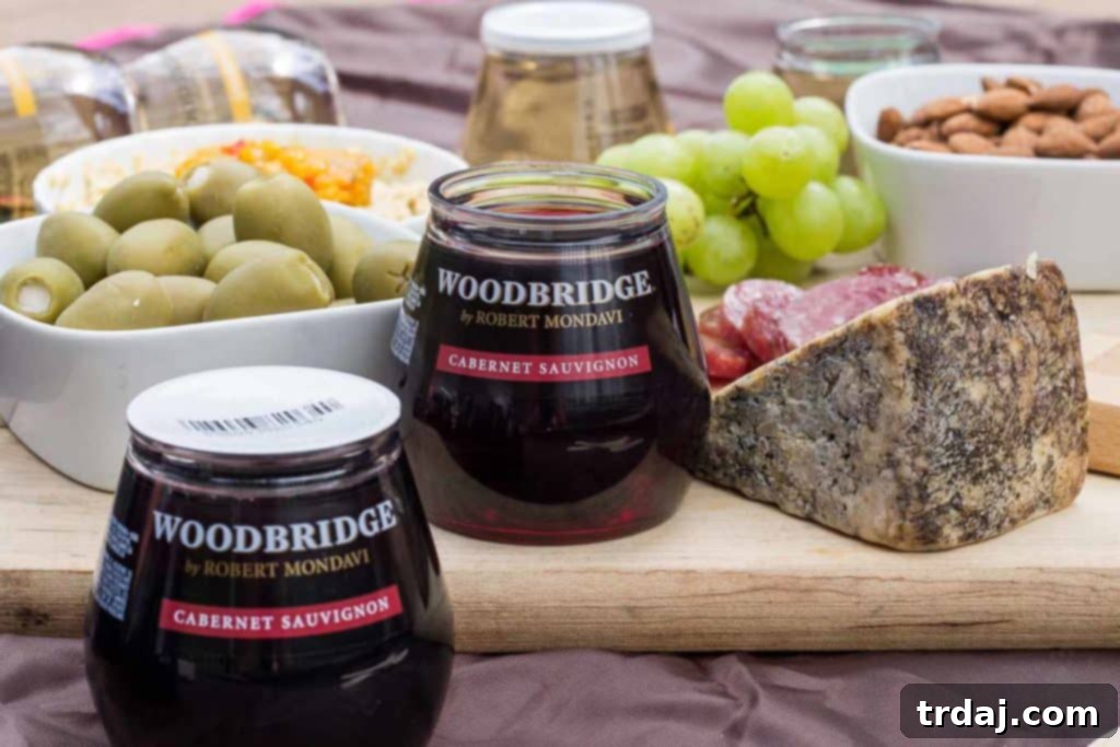 Woodbridge by Robert Mondavi Stacked Wine cups alongside a charcuterie board.