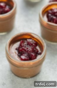 Mini Chocolate Mason Jars with Cherry Jam