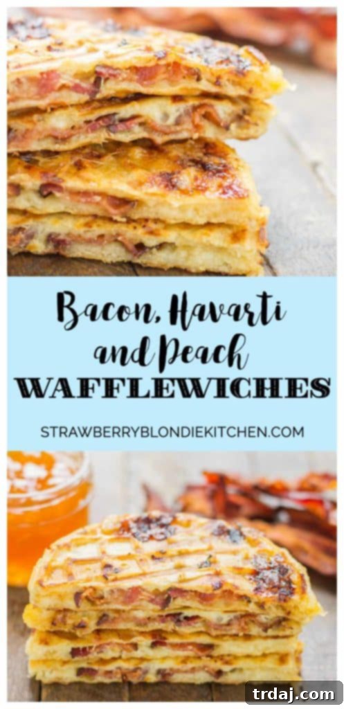 Promotional graphic for Bacon, Havarti, and Peach Wafflewiches and Eggo back-to-school offer.