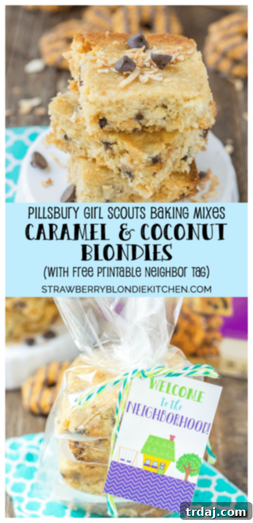 These Pillsbury Pillsbury Girl Scouts Baking Mixes feature the flavor of Samoas in their Caramel and Coconut Blondies and Thin Mint Cookies in their Thin Mint Brownies. All I can say is, Pillsbury nailed it. Now you can enjoy the flavor of Girl Scout cookies all year long! | Strawberry Blondie Kitchen