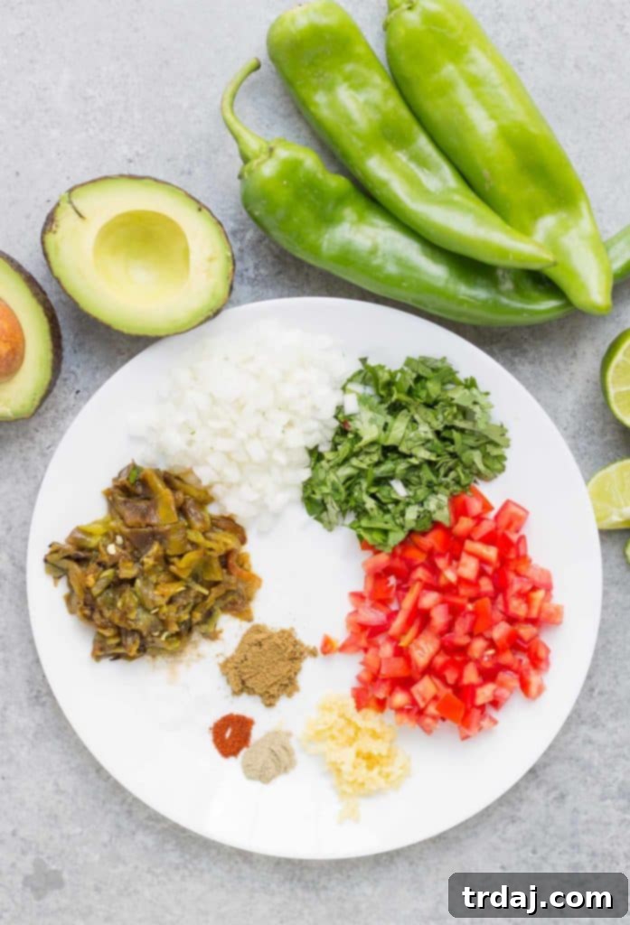 Hatch Chile Guacamole served with a variety of crispy chips