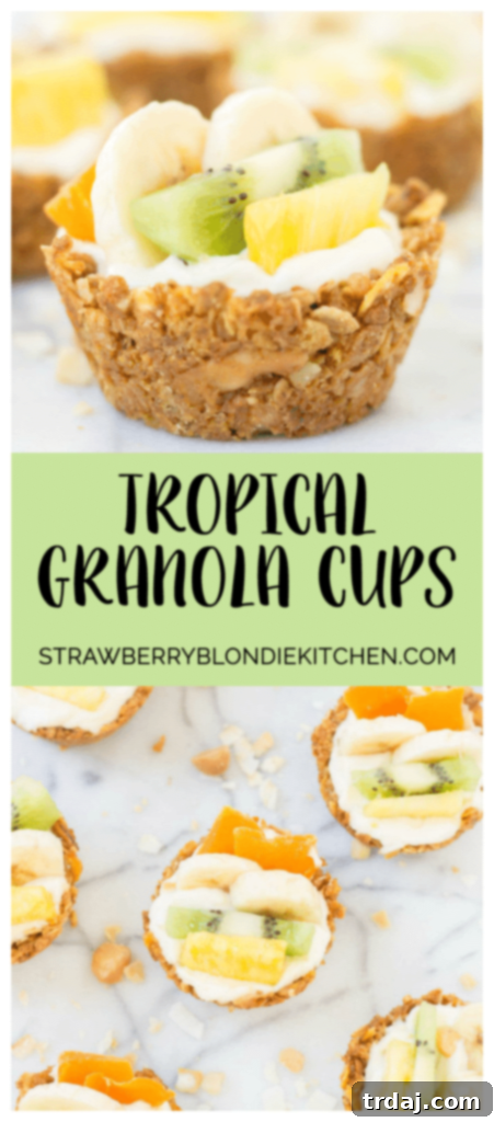 A stack of Tropical Granola Cups, ready to inspire your morning routine.