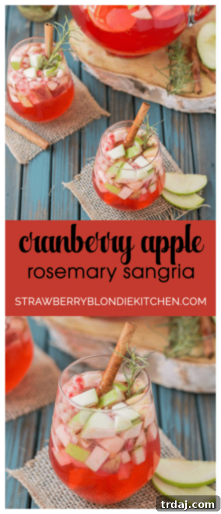 A final beautiful image of Cranberry Apple Rosemary Sangria, showcasing its inviting presentation and perfect for autumn celebrations.