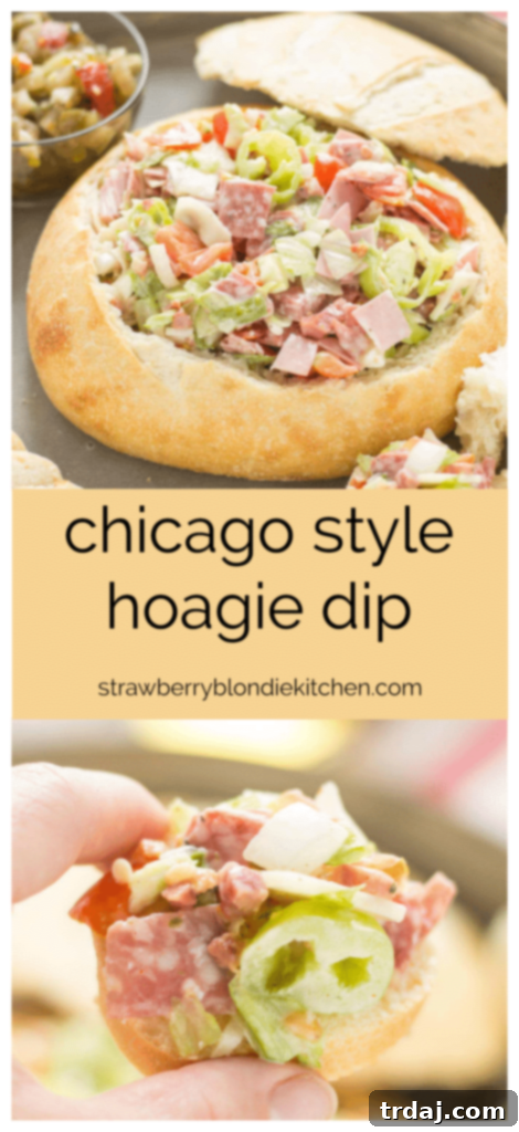 Chicago Style Hoagie Dip, a perfect game day appetizer in a bread bowl