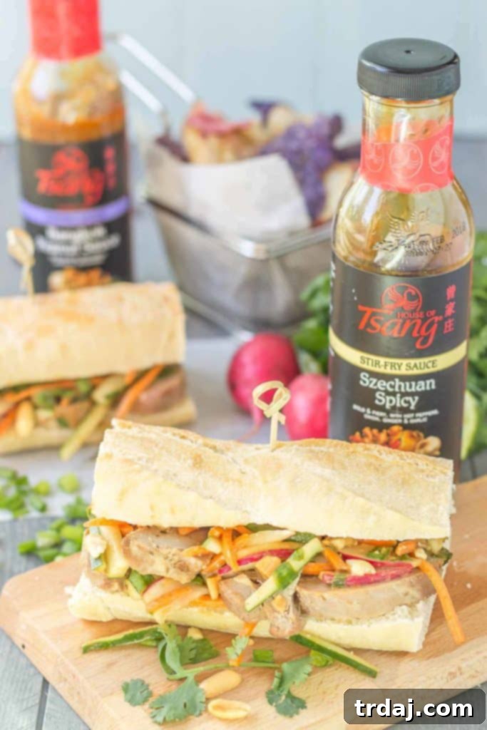Delicious Homemade Banh Mi Sandwiches with Szechuan Spicy Pork and Peanut Coleslaw