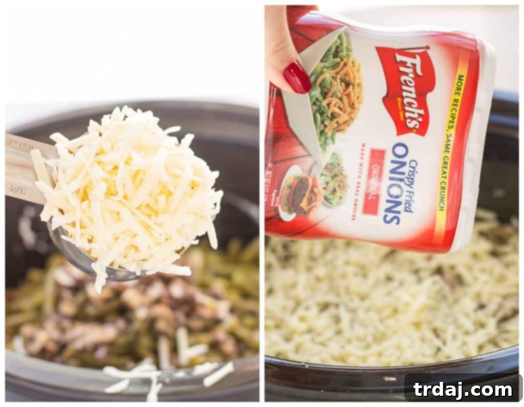 Creamy White Cheddar Green Bean Casserole (Slow Cooker) 6 Sharp white cheddar cheese elevates this Slow Cooker White Cheddar Green Bean Casserole to make it the star side dish of your holiday table! | Strawberry Blondie Kitchen