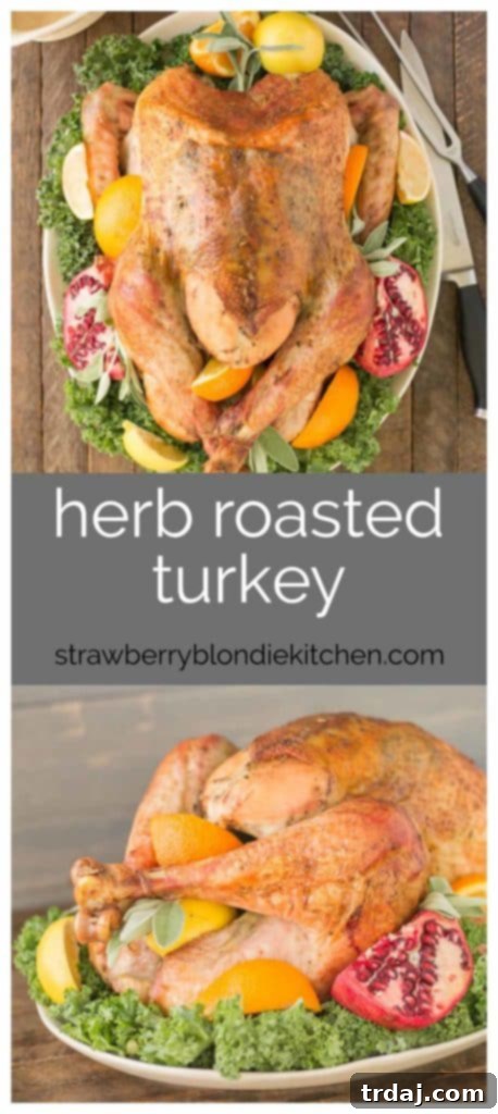 Juicy, moist and super flavorful, this Herb Roasted Turkey should be at the center of your Thanksgiving table! | Strawberry Blondie Kitchen