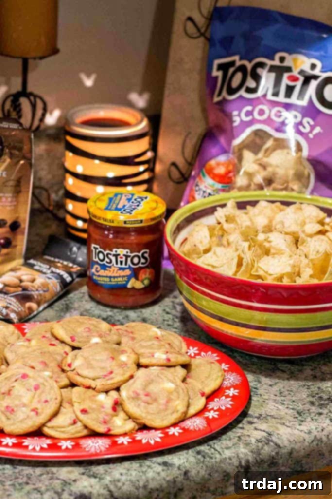 Showcase your own holiday baking at the Holiday Pajama and Cookie Party. This year, the host contributed delicious Cherry White Chocolate Cookies.