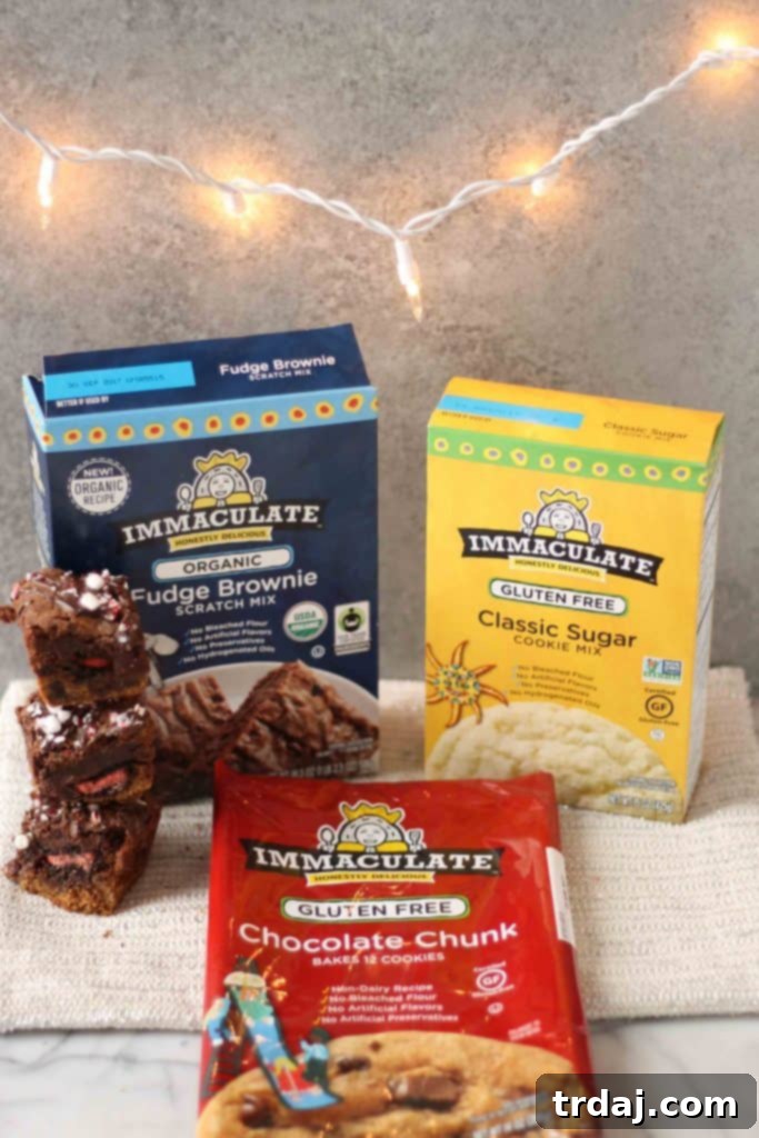 Peppermint Hot Chocolate Brookies ready for serving on a festive platter