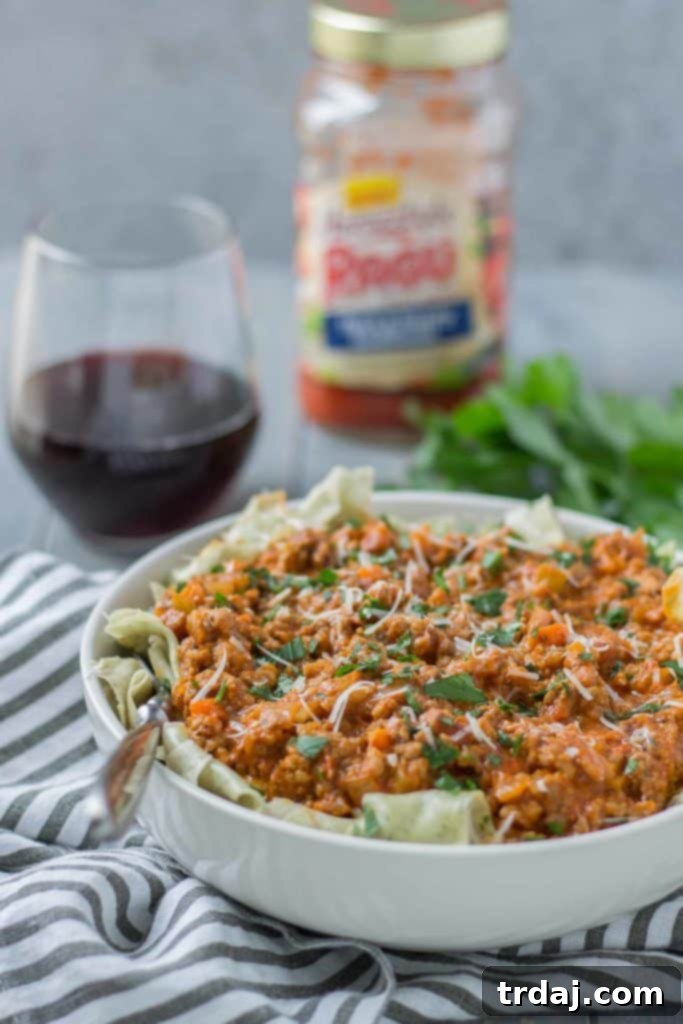 A tantalizing close-up of Beef Ragu with Pappardelle, ready to be enjoyed as a family dinner.