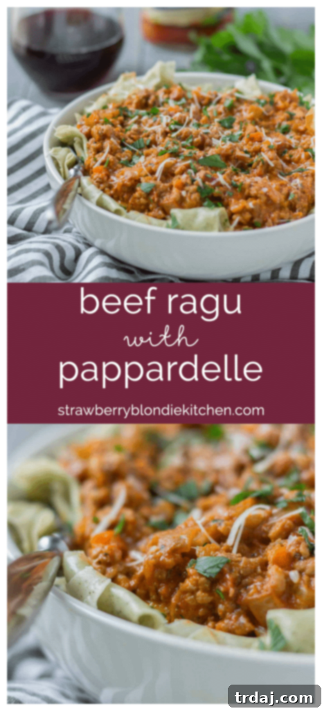 Beef Ragu with Pappardelle, a perfect winter comfort food. Recipe by Strawberry Blondie Kitchen.