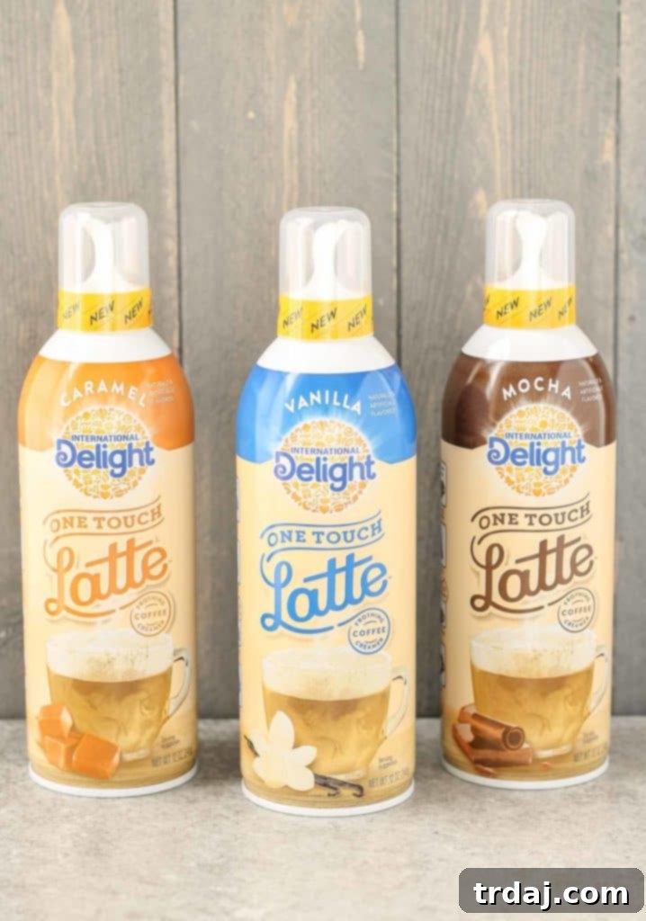 Making a delicious, sweetened, flavored, and frothed latte at home is easy with International Delight® One Touch Latte™. Just 3 steps for a perfect coffee moment! | Strawberry Blondie Kitchen