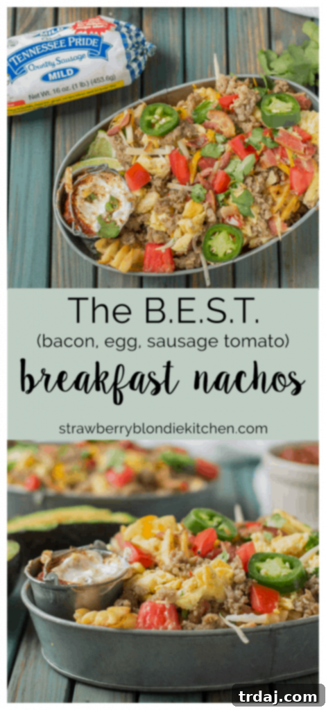 A final enticing image of the B.E.S.T Breakfast Nachos, perfect for pinning and sharing.