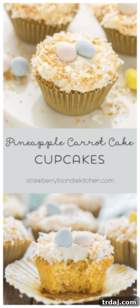 Pinterest-friendly vertical image of Pineapple Carrot Cake Cupcakes, ideal for sharing
