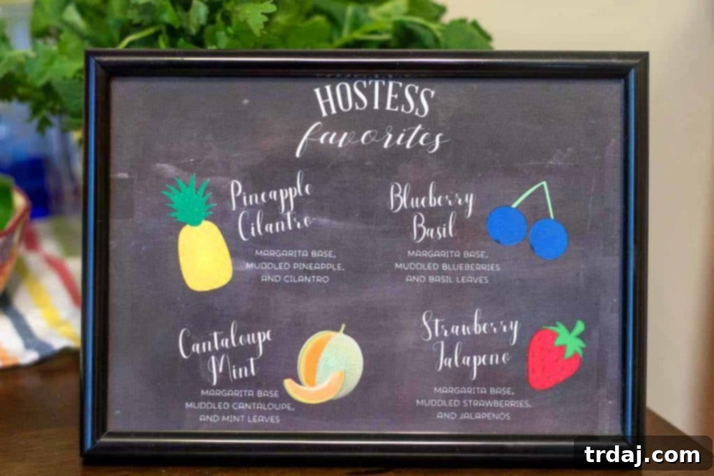 Guests customizing their Sauza margaritas at a vibrant DIY bar with fresh fruits, herbs, and a muddler, encouraging creative drink combinations.