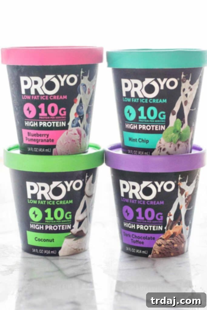 Assortment of ProYo High Protein Low Fat Ice Cream flavors