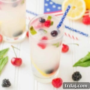 Refreshing and delicious Spiked Triple Berry Basil Lemonade