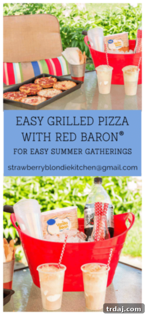 Final image of a Red Baron Deep Dish Pizza on a serving board with a slice removed, ready to eat.