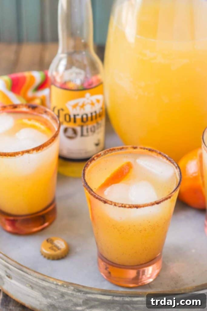 A close-up shot of a Mexican Shandy glass, ready to be enjoyed.